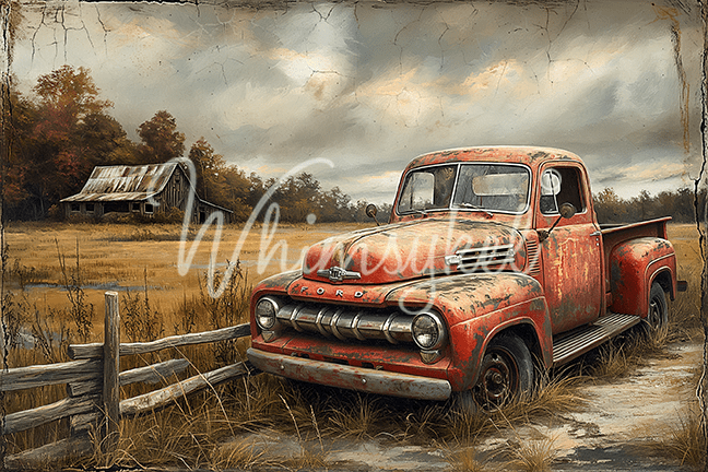 Whimsykel Transfer 21x29 - Old Farm Red Truck