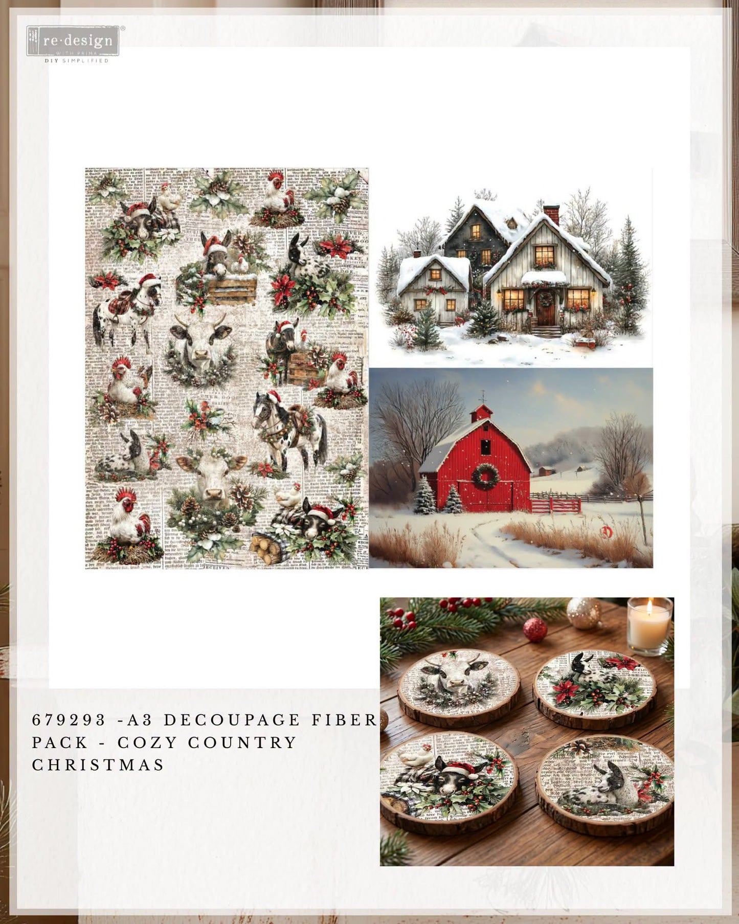 Cozy Country Christmas Rice Paper - 11.7 x 16.5"