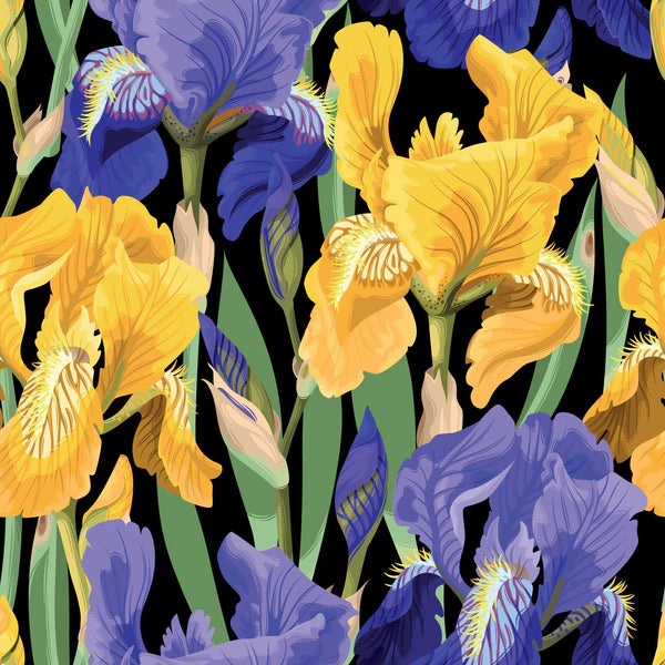 Floral on Black - Rice Paper 12"x12.8"