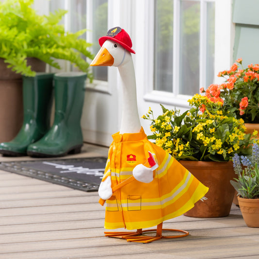 Giddy the Porch Goose Firefighter Outfit