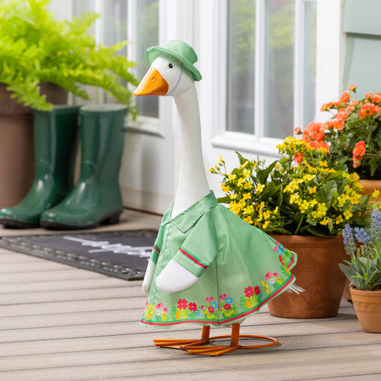 Giddy the Porch Goose Floral Raincoat Outfit