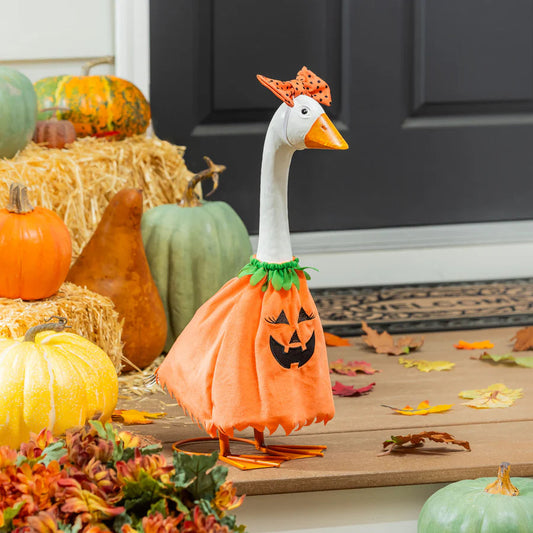 Giddy the Porch Goose Pumpkin Poncho Outfit