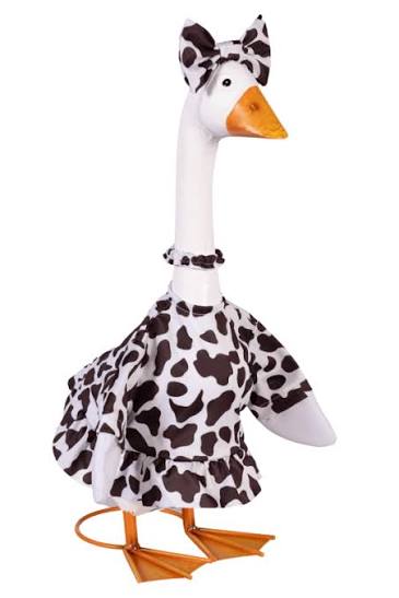 Giddy the Porch Goose Cow Print Gown Outfit