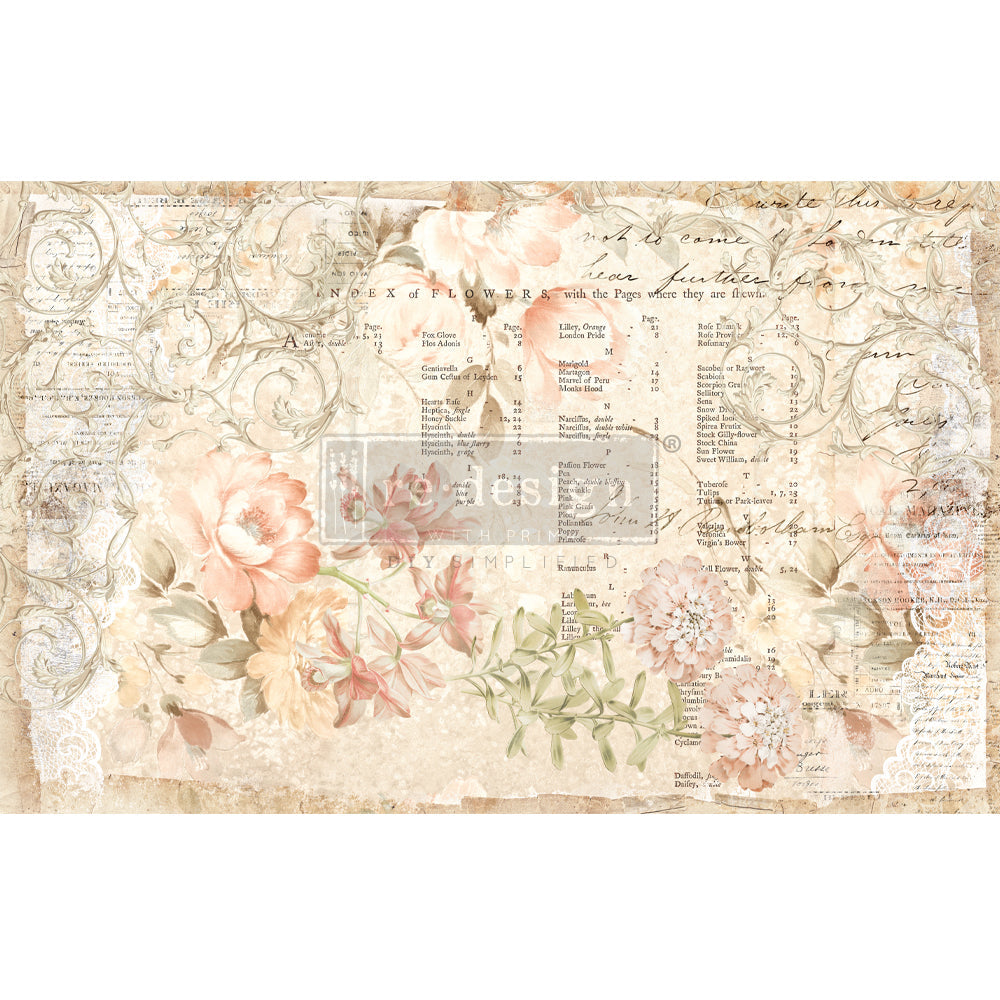 Floral Parchment Tissue Paper - 19 x 30