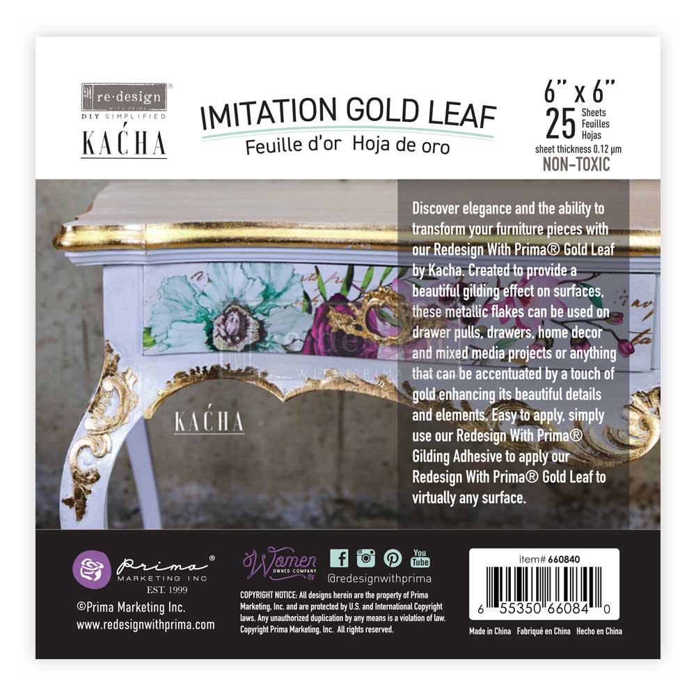 Imitation Gold Leaf - 5.5 x 5.5 -  25 sheets