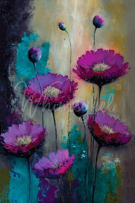 Whimsykel Transfer 29 x 21 - Purple Poppies