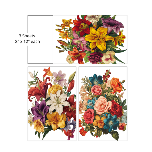 Belles & Whistles Transfer 8x12 - Antique Flora