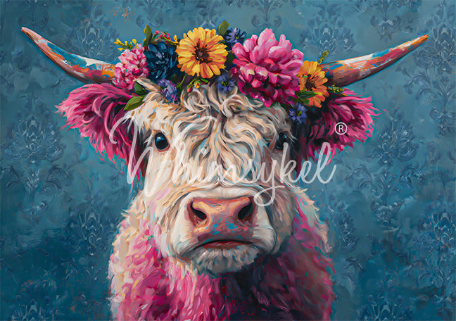 Whimsykel Decoupage Paper 21x29 - Magenta Moo