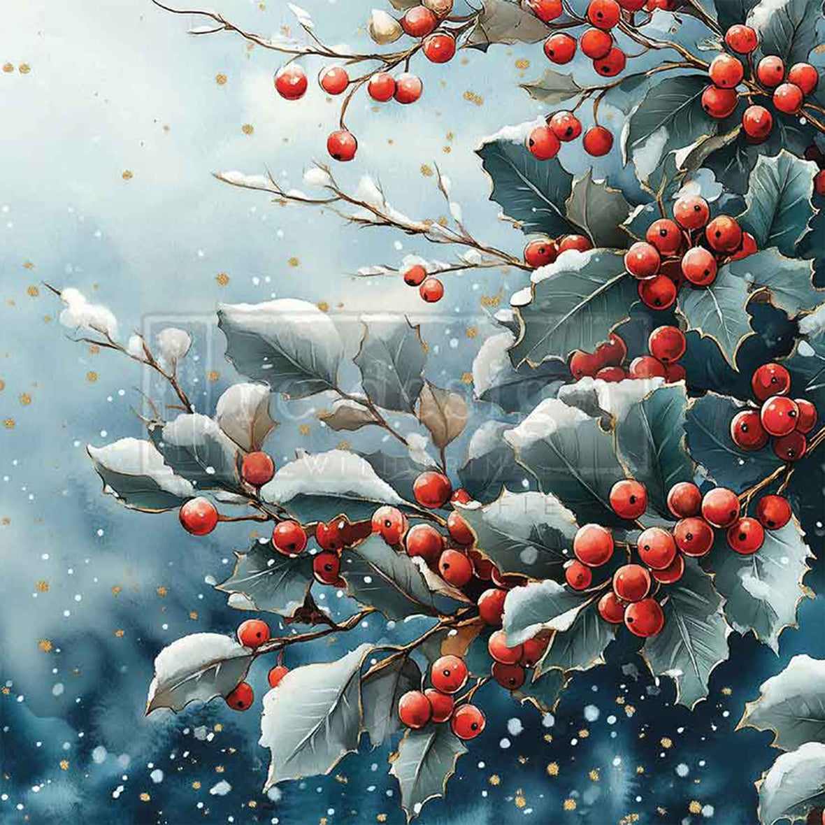 A4 - Frosted Boughs & Berries   - 8.27" x 11.7"