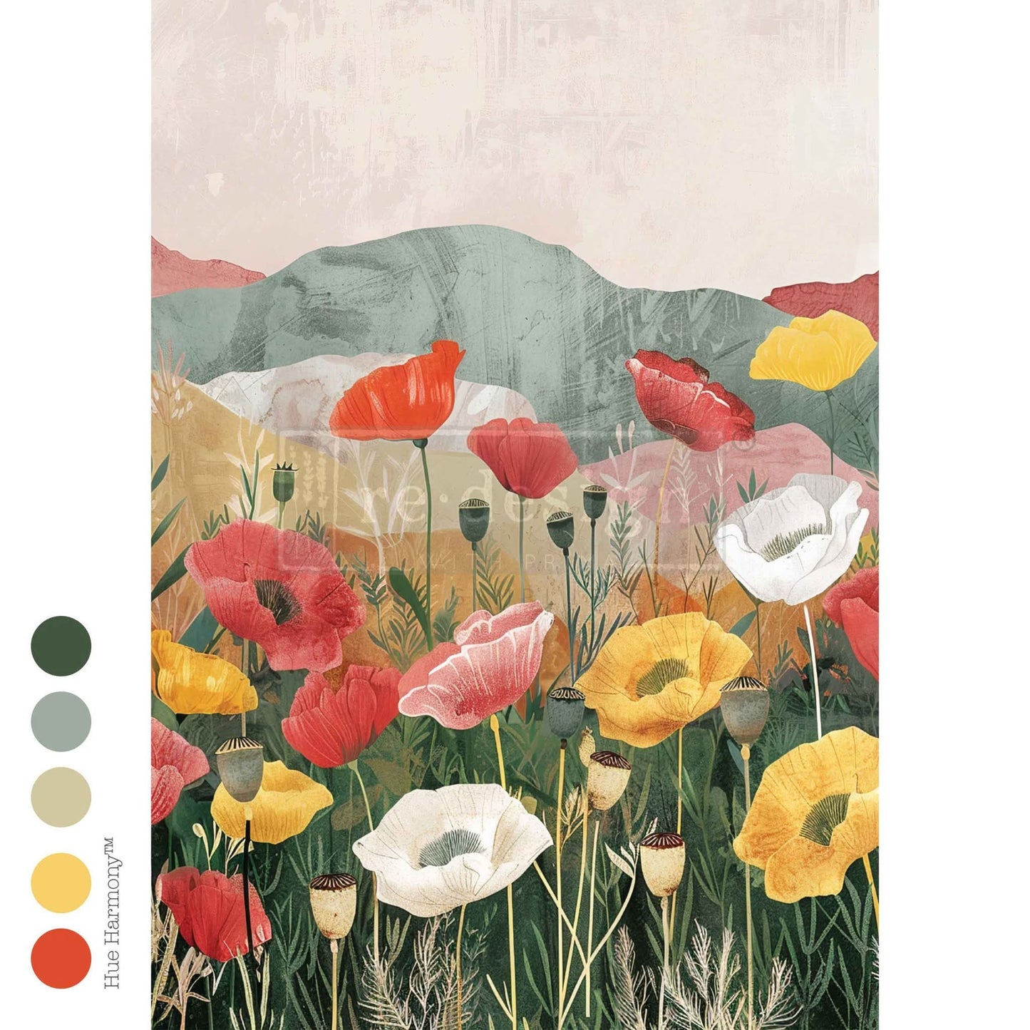 Impression of Poppies Fiber Paper