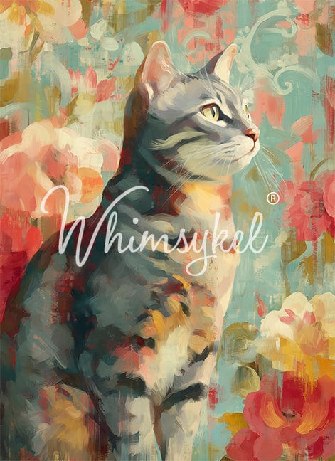 Whimsykel Decoupage Paper 21x29 - Gray Tabby