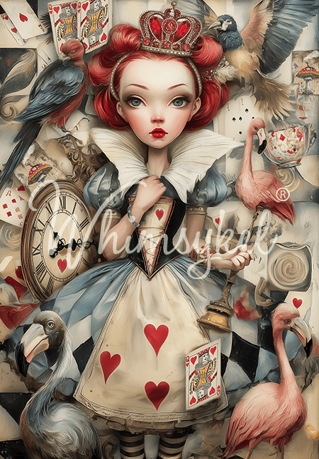 Whimsykel Decoupage Paper 21x29 - Queen of Hearts