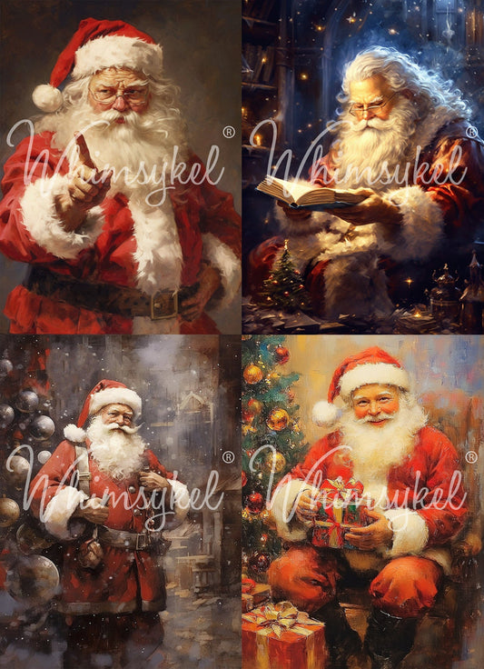Whimsykel Transfer 29 x 21 - Vintage Santas